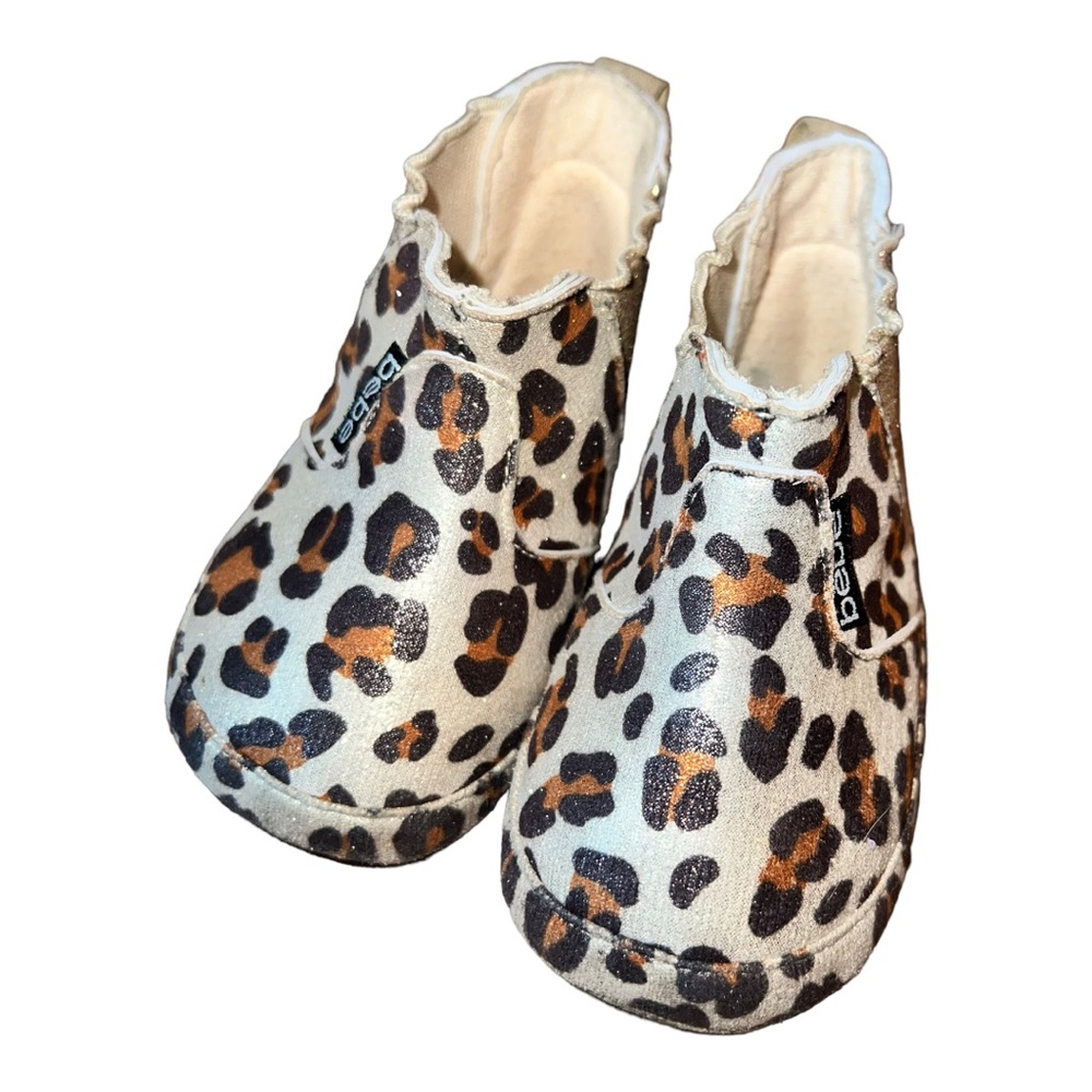 glitter Moccasins Leopard, Girl cheetah, Baby Moccasins, size 3c